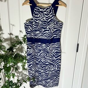 ANTONIO MELANI Navy and White Wave Dress
